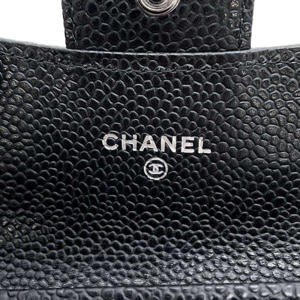 9407763 06 CHANEL Matelasse Card Case CocoMark Caviar Skin Black