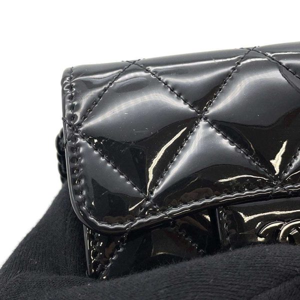 9410848 10 CHANEL Chain Matelasse Cocomark Mini Patent Wallet Black