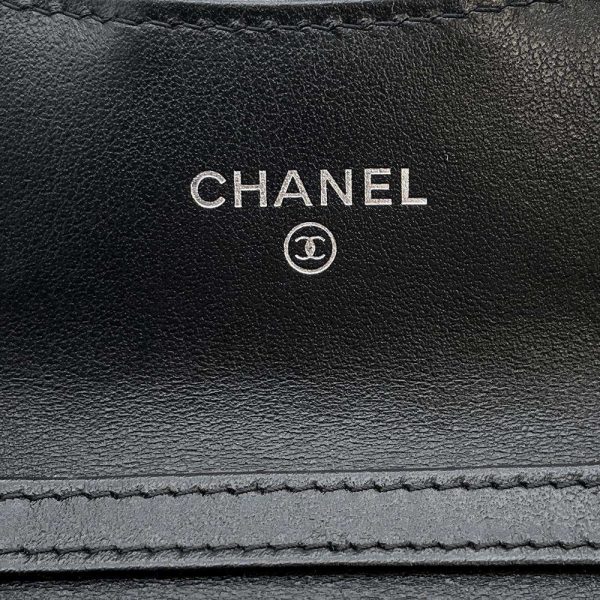 9410848 13 CHANEL Chain Matelasse Cocomark Mini Patent Wallet Black