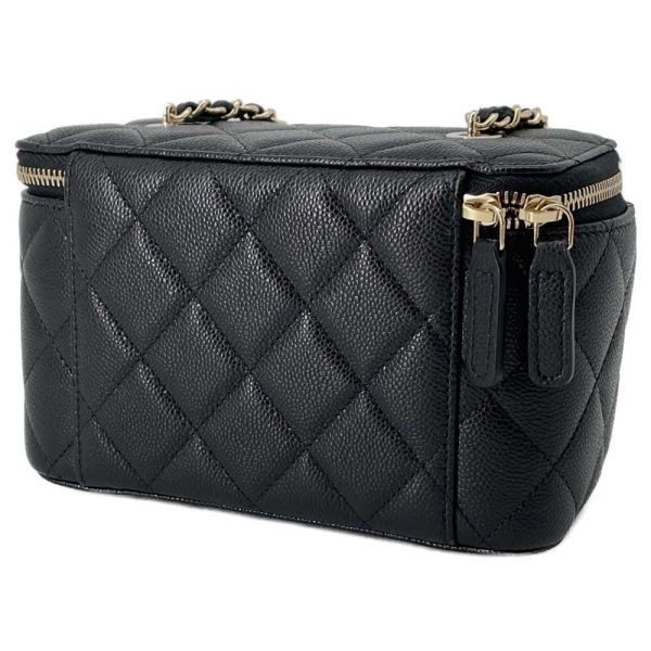 9415454 02 CHANEL Chain Shoulder Bag Vanity Case Cocomark Matelasse Caviar Skin AP1341 Black