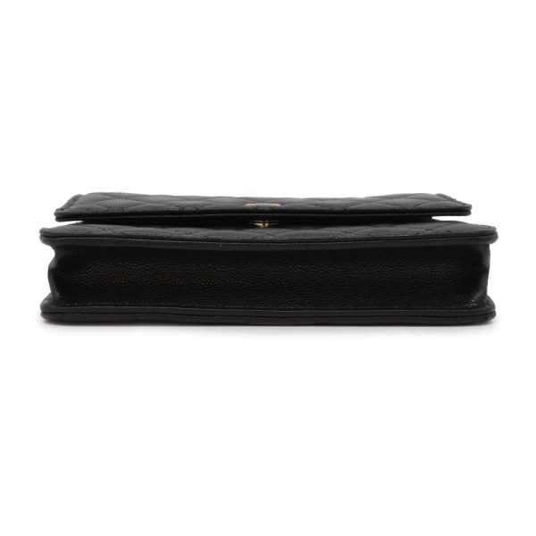 9425040 03 CHANEL Chain Wallet Matelasse Coco Mark Soft Caviar Skin Black