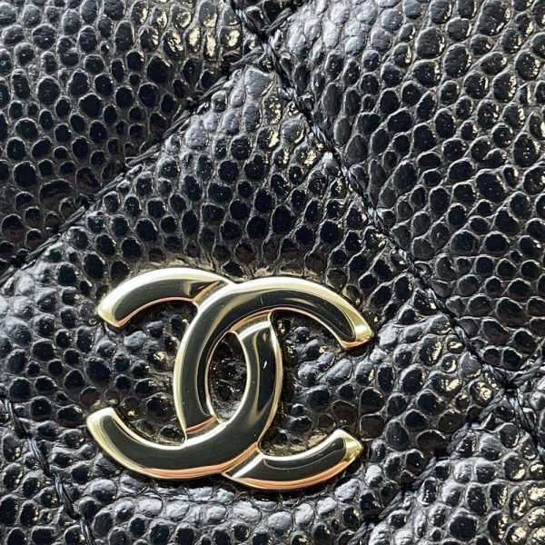 9425040 06 CHANEL Chain Wallet Matelasse Coco Mark Soft Caviar Skin Black