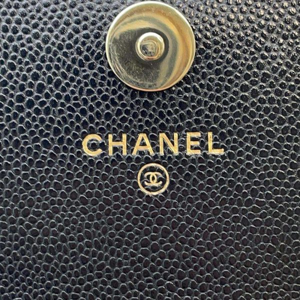 9425040 08 CHANEL Chain Wallet Matelasse Coco Mark Soft Caviar Skin Black