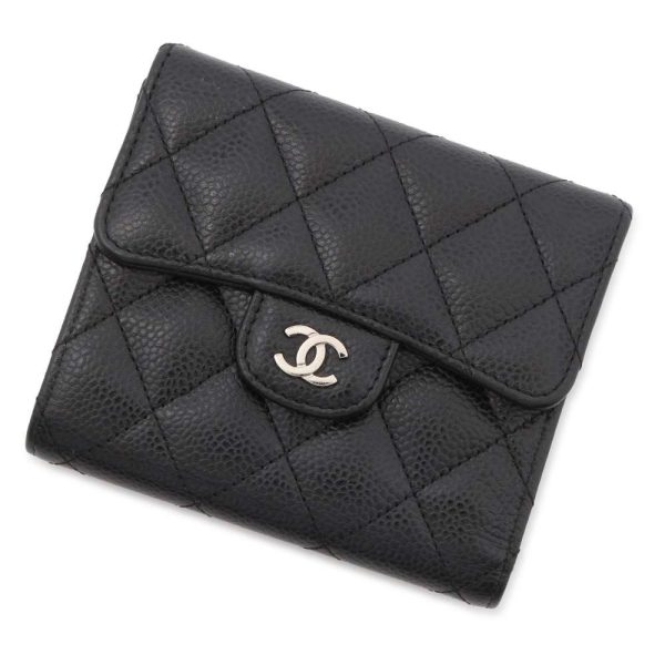 9426771 01 CHANEL Wallet Small Flap Wallet Caviar Skin Black