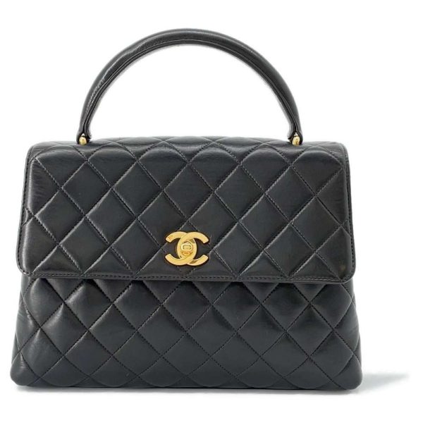 9428027 01 CHANEL Handbag Matelasse Coco Mark Lambskin Bag Black