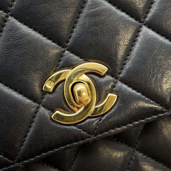 9428027 15 CHANEL Handbag Matelasse Coco Mark Lambskin Bag Black