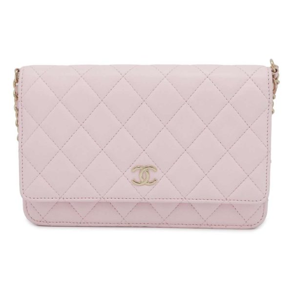 9428508 01 CHANEL Chain Wallet Matelasse Pearl Coco Mark Lambskin Wallet