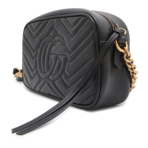 9431188 02 Gucci GG Marmont Quilted Small Shoulder Bag Black