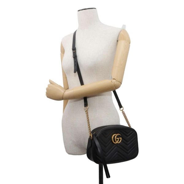 9431188 04 Gucci GG Marmont Quilted Small Shoulder Bag Black