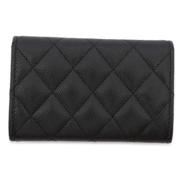 9433373 03 CHANEL Card Case Matelasse Cocomark Caviar Skin Wallet Black