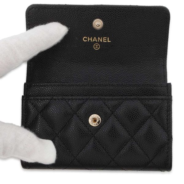 9433373 04 CHANEL Card Case Matelasse Cocomark Caviar Skin Wallet Black