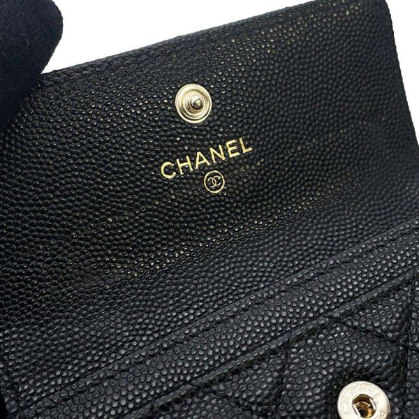 9433373 07 CHANEL Card Case Matelasse Cocomark Caviar Skin Wallet Black