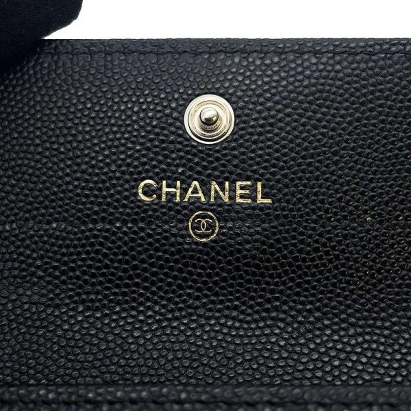 9433373 08 CHANEL Card Case Matelasse Cocomark Caviar Skin Wallet Black