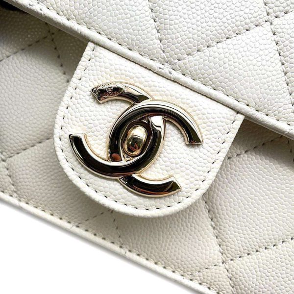 9433526 09 CHANEL Chain Shoulder Bag Matelasse Coco Mark Caviar Skin Bag White