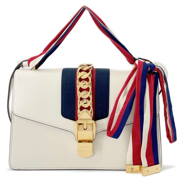 9435933 01 Gucci Sylvie 2way Handbag White