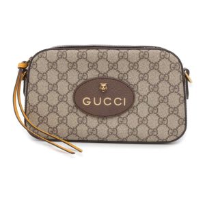 9438859 01 Gucci GG Ribbon Tote Handbag Leather Black