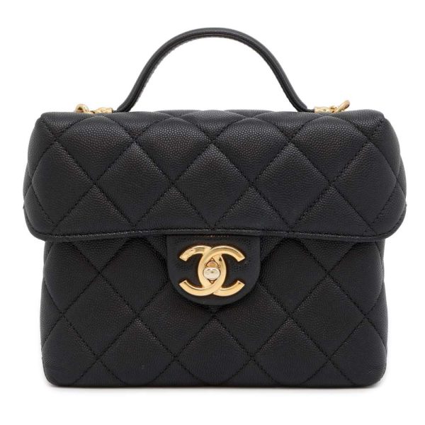 9438989 01 CHANEL Chain Bag Small Vanity Coco Mark Caviar Skin Black