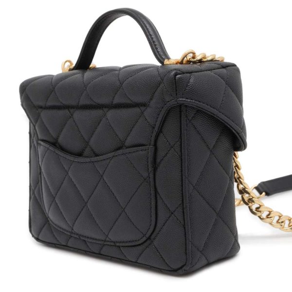 9438989 02 CHANEL Chain Bag Small Vanity Coco Mark Caviar Skin Black