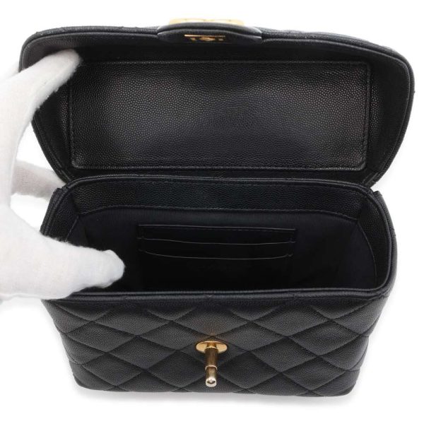 9438989 05 CHANEL Chain Bag Small Vanity Coco Mark Caviar Skin Black