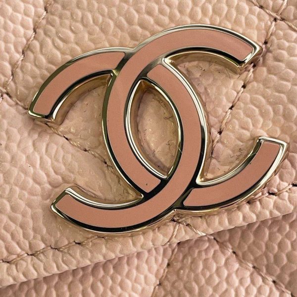 9440005 06 CHANEL Card Case Matelasse Coco Mark Caviar Skin Card Holder Pink