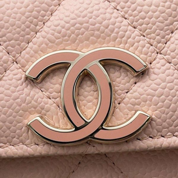 9440005 07 CHANEL Card Case Matelasse Coco Mark Caviar Skin Card Holder Pink