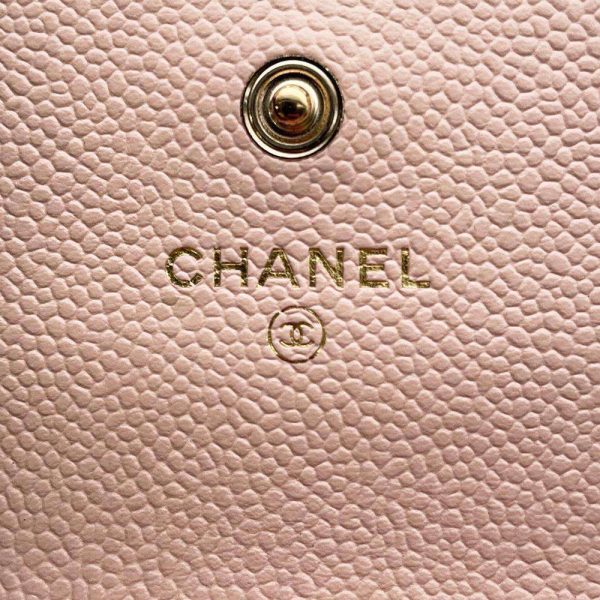 9440005 08 CHANEL Card Case Matelasse Coco Mark Caviar Skin Card Holder Pink