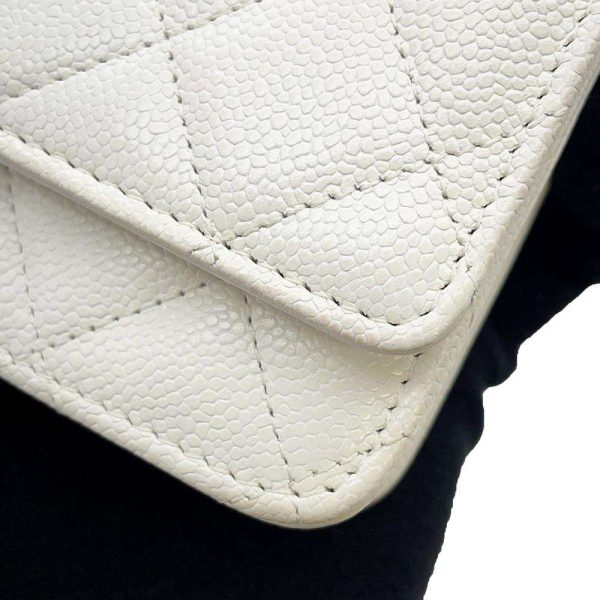 9441095 07 CHANEL Top Handle Chain Wallet Matelasse CocoMark Caviar White