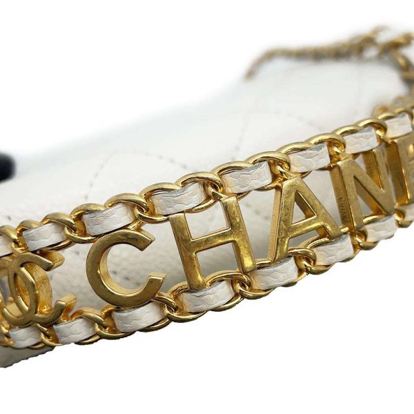 9441095 11 CHANEL Top Handle Chain Wallet Matelasse CocoMark Caviar White