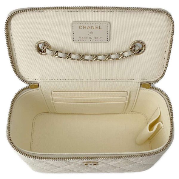 9441286 05 CHANEL Chain Bag Vanity Case CocoMark Caviar Skin White