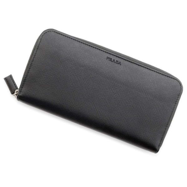 9441309 01 Prada Saffiano Long Wallet Black