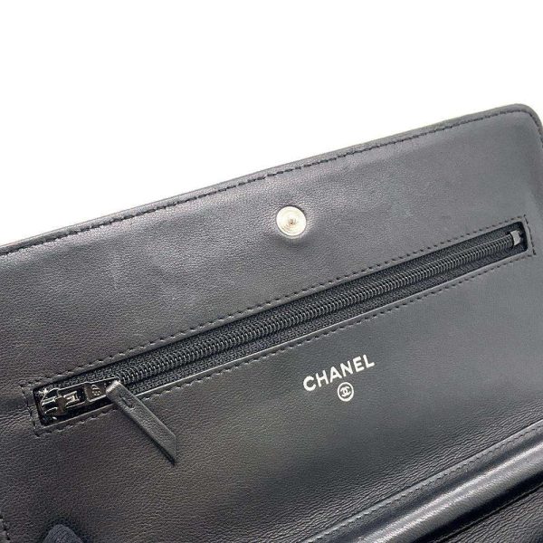 9443198 10 CHANEL Chain Wallet Matelasse Coco Mark Lambskin Black