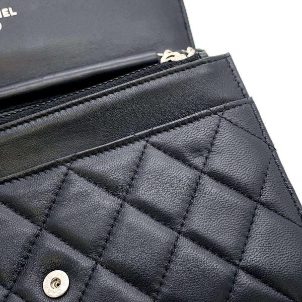 9443198 11 CHANEL Chain Wallet Matelasse Coco Mark Lambskin Black