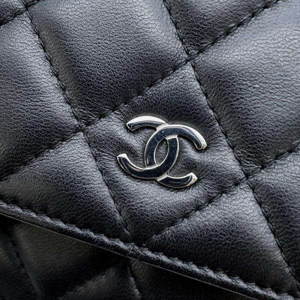 9443198 16 CHANEL Chain Wallet Matelasse Coco Mark Lambskin Black