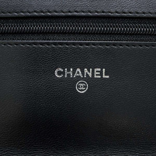 9443198 17 CHANEL Chain Wallet Matelasse Coco Mark Lambskin Black