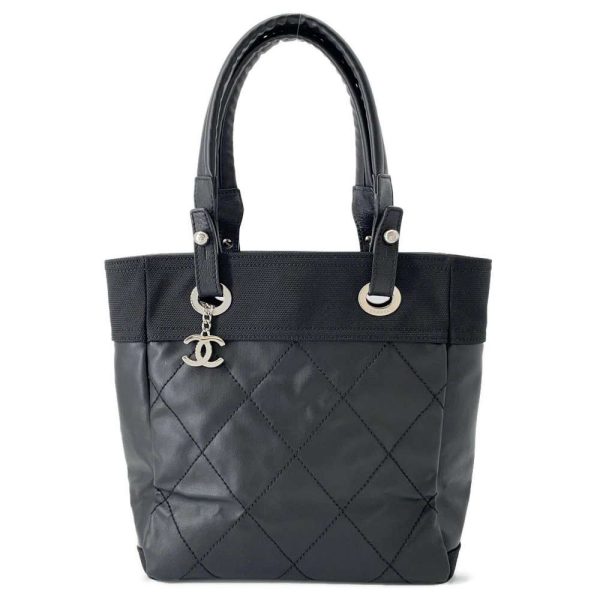 9444799 01 CHANEL Tote Paris Biarritz PM Matelasse CocoMark Black