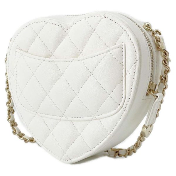 9445321 02 CHANEL Chain Shoulder Bag Matelasse Coco Mark Lambskin Bag Pochette White