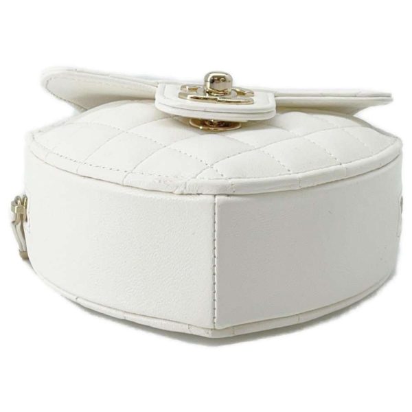 9445321 03 CHANEL Chain Shoulder Bag Matelasse Coco Mark Lambskin Bag Pochette White