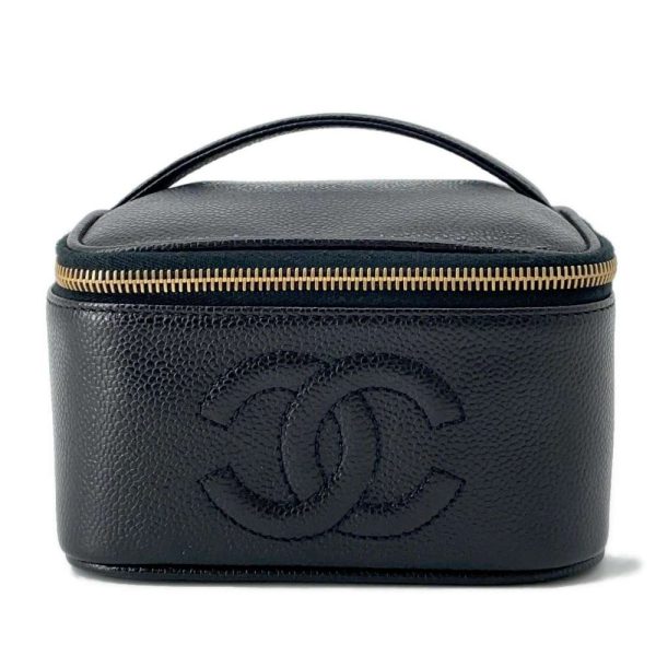 9452671 01 CHANEL CocoMark Caviar Skin Vanity Bag Pouch Case Black