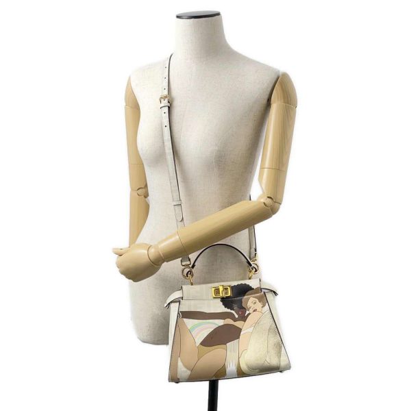 9458307 05 Fendi Mini Peekaboo Disco Dance Handbag Off White