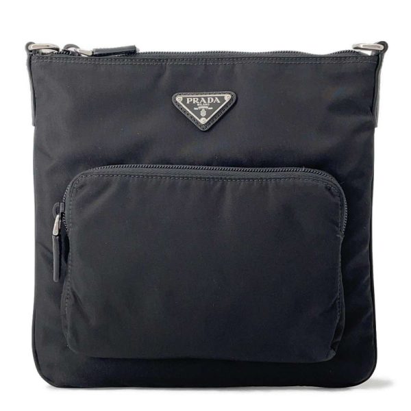 9458734 01 Prada Nylon Shoulder Bag Black