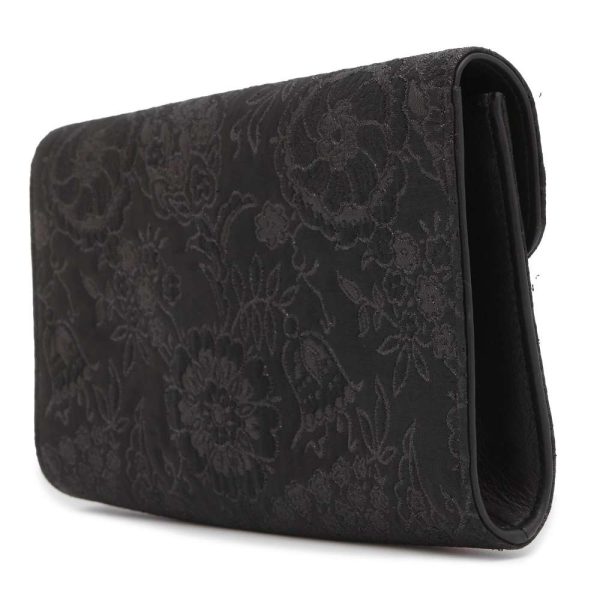 9460614 02 Gucci Ribbon Animalier Flower Clutch Bag Black