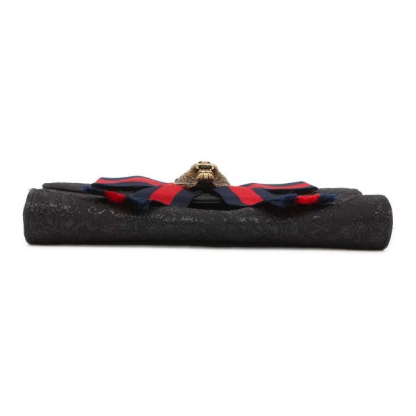 9460614 03 Gucci clutch bag ribbon animalier flower bag black