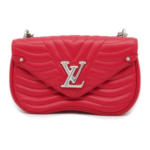 9461413 01 Louis Vuitton New Wave Chain Bag MM Shoulder Bag Calf Leather Red