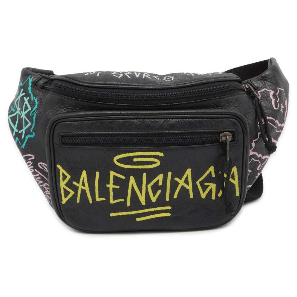 9463424 01 Balenciaga Body Explorer Belt Bag Graffiti Waist Bag Black