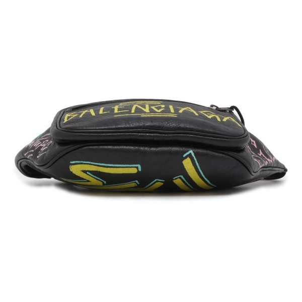 9463424 03 Balenciaga Body Bag Explorer Belt Bag Graffiti Waist Bag Black