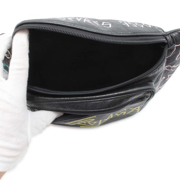 9463424 05 Balenciaga Body Bag Explorer Belt Bag Graffiti Waist Bag Black