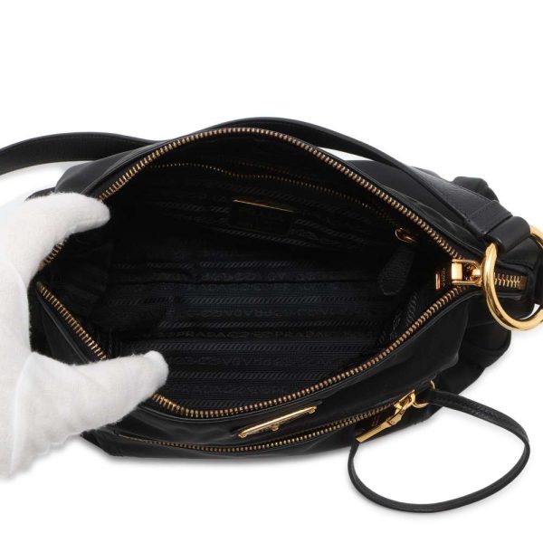 9463769 05 Prada Nylon Shoulder Bag Black