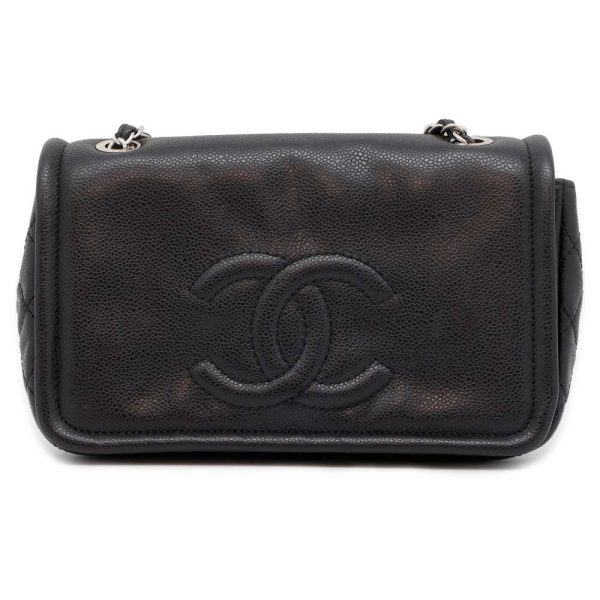 9464001 01 CHANEL Chain Shoulder Bag Coco Mark Caviar Skin Black