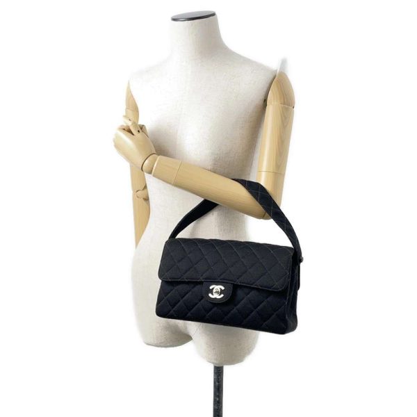 9464063 04 CHANEL Shoulder Bag Double Face Matelasse Coco Mark Cotton One Shoulder Bag Black