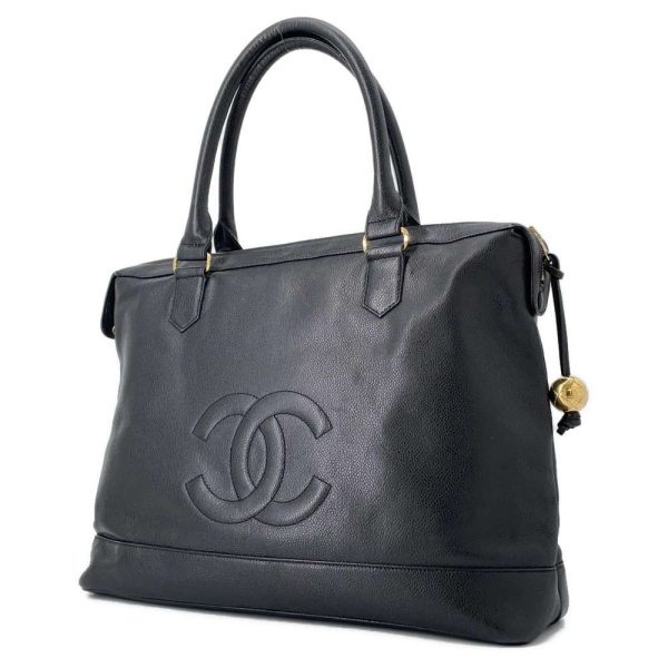 9464070 02 CHANEL Tote Bag Coco Mark Caviar Skin Bag Bag Black